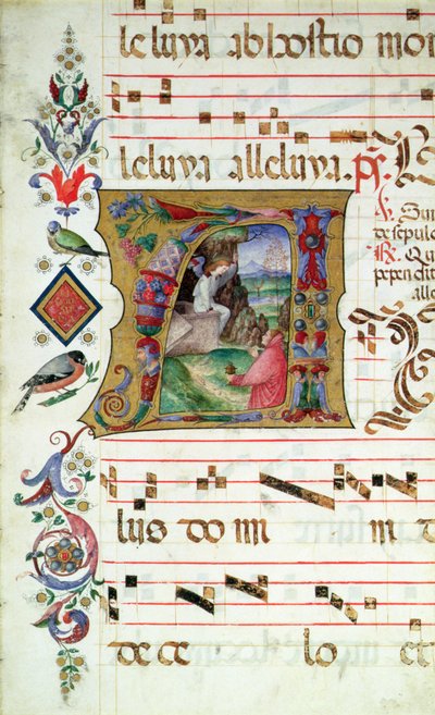 历史最初的A描绘了在基督之墓的抹大拉的玛利亚 作者 Matteo da Milano Matteo da Milano